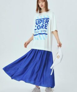 SHEIN Drop Shoulder Contrast Ruffle Hem Letter Graphic Dress