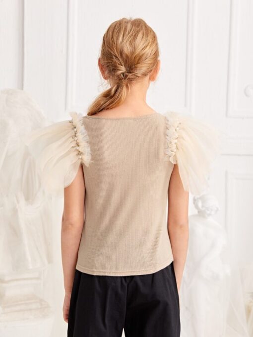 SHEIN Girls Exaggerated Ruffle Sleeve Top - Image 4