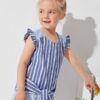 SHEIN Toddler Girls Ruffle Armhole Tie Front Striped Top