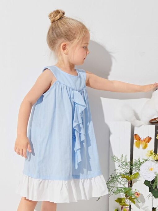 SHEIN Toddler Girls Ruffle Trim Smock Dress - Image 3
