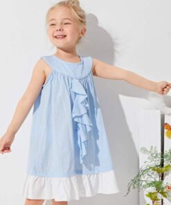 SHEIN Toddler Girls Ruffle Trim Smock Dress