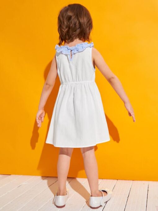 SHEIN Toddler Girls Striped Ruffle Trim Bow Front Dress - Image 3