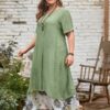 Shein EMERY ROSE Plus Contrast Floral Panel Half Button Dress