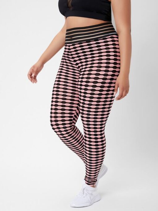 Shein Plus Striped & Geo Print Sports Leggings - Image 3