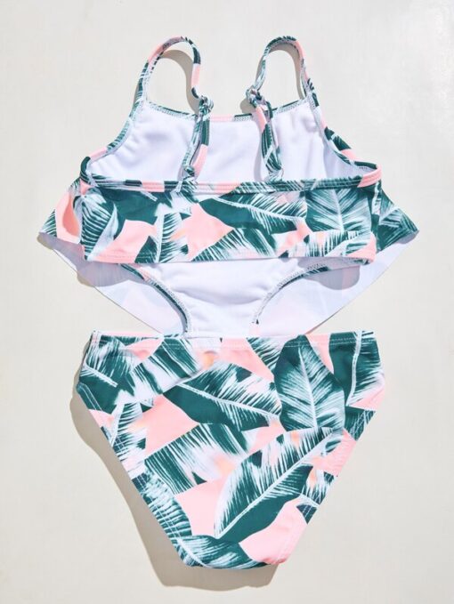 Shein Toddler Girls Tropical Hanky Hem One Piece Swimsuit - Image 2