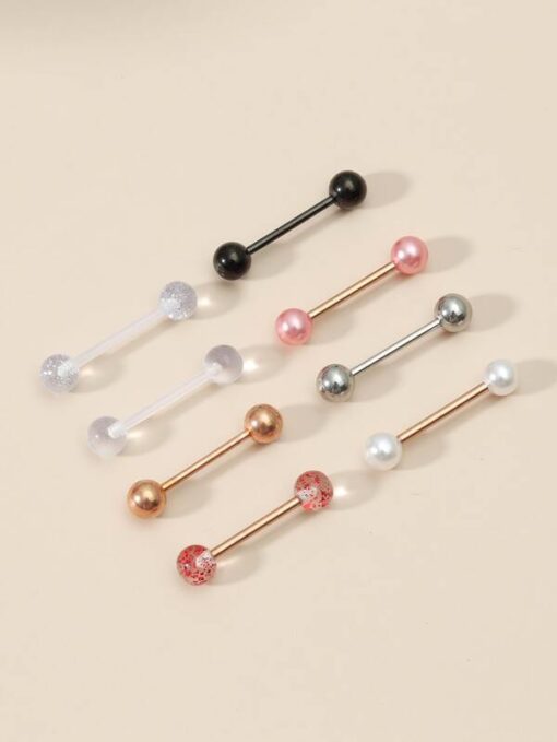 SHEIN 8pcs Tongue Barbell Ring