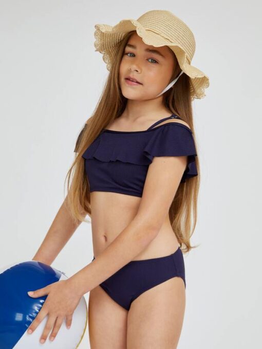 SHEIN BASICS Girls Ruffle Bikini Swimsuit - Image 3