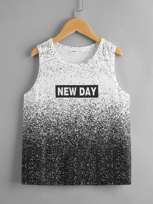 SHEIN Boys Letter & Ombre Graphic Tank Top
