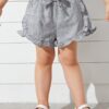 SHEIN Toddler Girls Bow Front Frill Trim Shorts