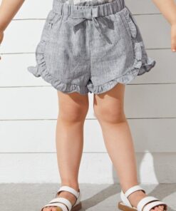 SHEIN Toddler Girls Bow Front Frill Trim Shorts