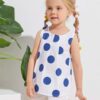 SHEIN Toddler Girls Fold Pleat Polka Dot Top