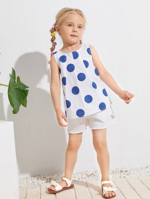 SHEIN Toddler Girls Fold Pleat Polka Dot Top - Image 4