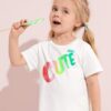 SHEIN Toddler Girls Letter Graphic Top