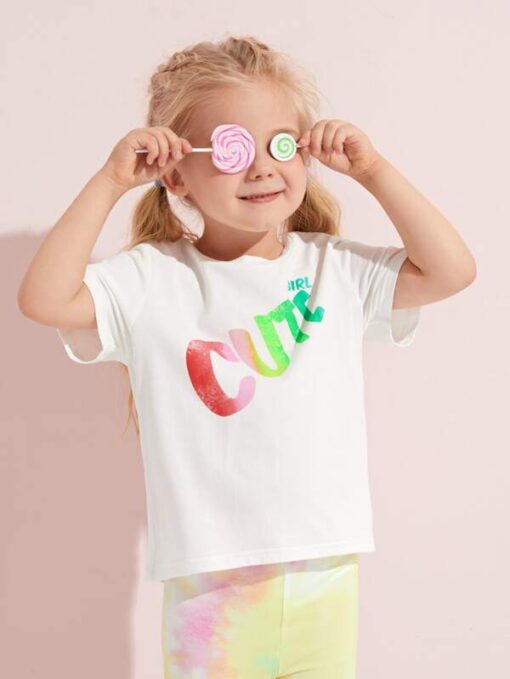 SHEIN Toddler Girls Letter Graphic Top - Image 4