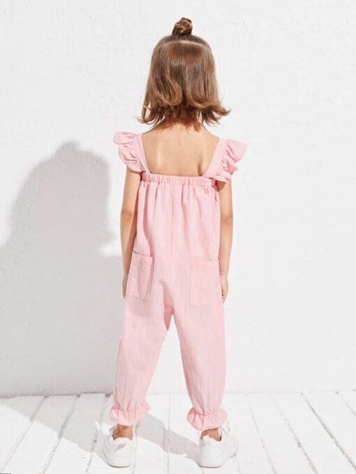 SHEIN Toddler Girls Ruffle Trim Pinafore Jumpsuit - Image 2