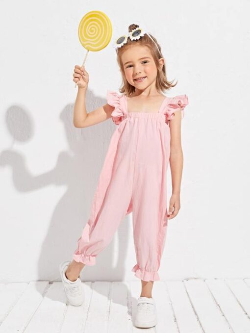 SHEIN Toddler Girls Ruffle Trim Pinafore Jumpsuit - Image 3