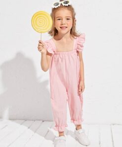 SHEIN Toddler Girls Ruffle Trim Pinafore Jumpsuit