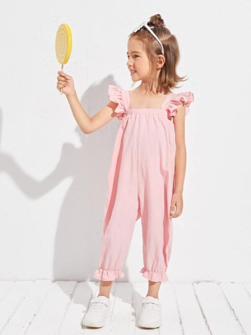 SHEIN Toddler Girls Ruffle Trim Pinafore Jumpsuit - Image 4
