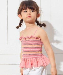 SHEIN Toddler Girls Ruffle Trim Shirred Cami Top