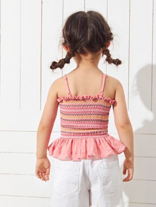SHEIN Toddler Girls Ruffle Trim Shirred Cami Top - Image 2