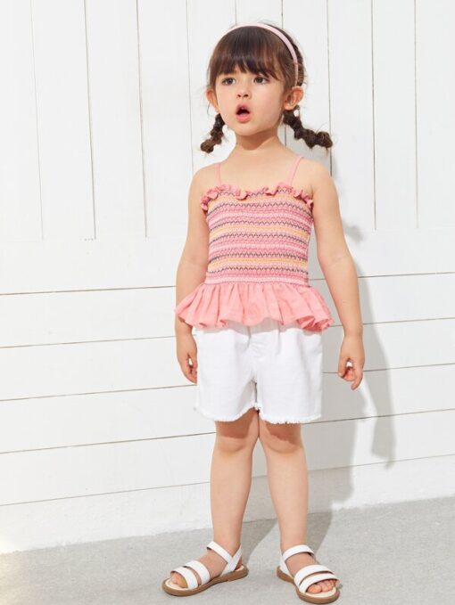 SHEIN Toddler Girls Ruffle Trim Shirred Cami Top - Image 3