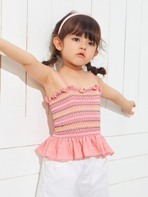 SHEIN Toddler Girls Ruffle Trim Shirred Cami Top - Image 4