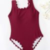 Shein Girls Scallop Trim One Piece Swimsuit