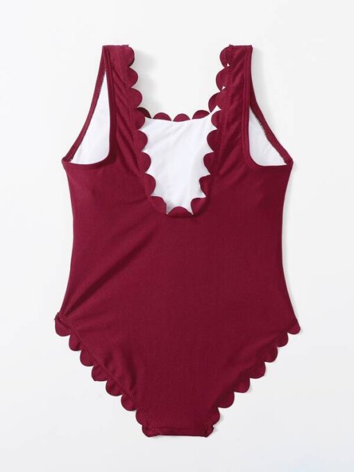 Shein Girls Scallop Trim One Piece Swimsuit - Image 2