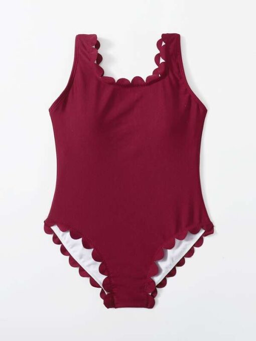Shein Girls Scallop Trim One Piece Swimsuit - Image 3
