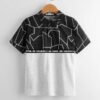 SHEIN Boys Slogan Tape Detail Geo Print Colorblock Polo Shirt