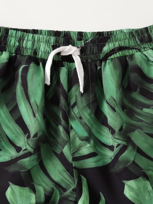 SHEIN Boys Tropical Print Drawstring Waist Shorts - Image 4