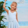 SHEIN Girls Belted Ruffle One Piece Swimsuit
