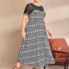 SHEIN Plus Sheer Mesh Insert Houndstooth Dress