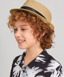 SHEIN Toddler Kids Belt Decor Straw Hat