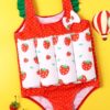 Shein Toddler Girls Strawberry & Polka Dot One Piece Swimsuit
