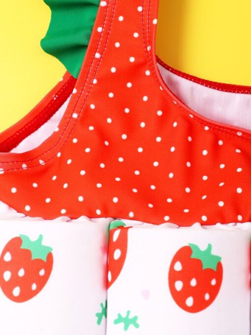 Shein Toddler Girls Strawberry & Polka Dot One Piece Swimsuit - Image 4