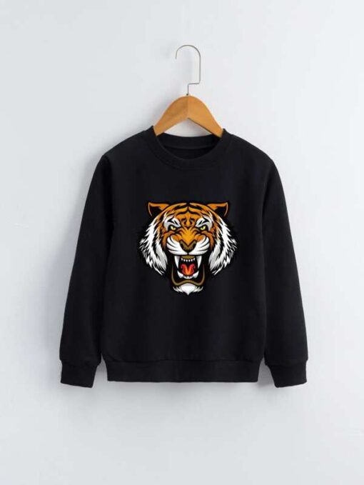 SHEIN Boys Tiger Print Sweatshirt