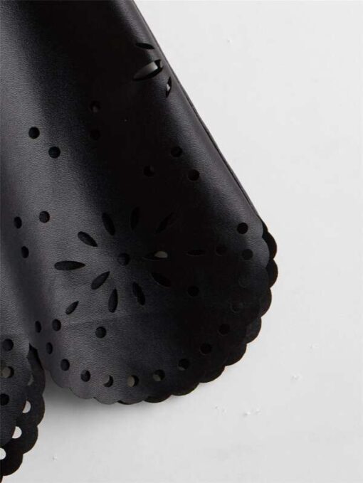 SHEIN Girls Laser Cut Out Belted PU Skirt - Image 3