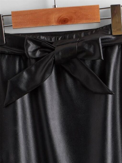 SHEIN Girls Laser Cut Out Belted PU Skirt - Image 2