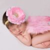 SHEIN Newborn Girl Photography Feather Decoration Wings & Floral Headband