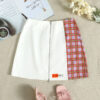 SHEIN Plaid Spliced Zip Up Patch Detail Skirt