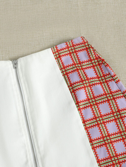 SHEIN Plaid Spliced Zip Up Patch Detail Skirt - Image 3