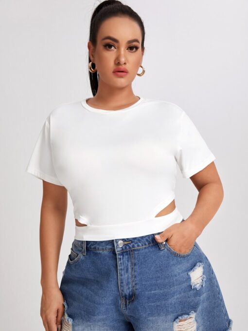 SHEIN Plus Solid Cut Out Top