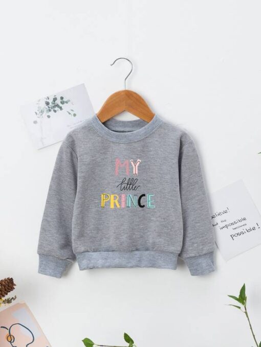 SHEIN Toddler Boys Slogan Graphic Round Neck Sweatshirt