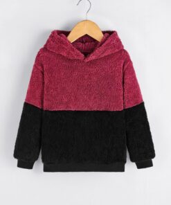 SHEIN Toddler Boys Two Tone Teddy Hoodie