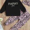 SHEIN Toddler Girls Letter Graphic Sweatshirt & Pants & Headband