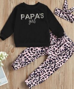 SHEIN Toddler Girls Letter Graphic Sweatshirt & Pants & Headband