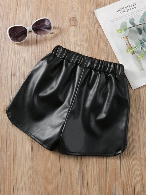 SHEIN Toddler Girls PU Leather Shorts - Image 4
