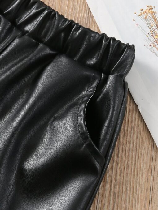 SHEIN Toddler Girls PU Leather Shorts - Image 3