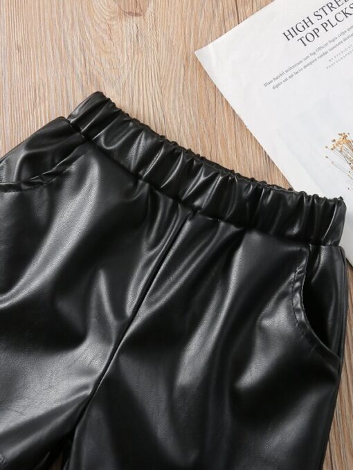 SHEIN Toddler Girls PU Leather Shorts - Image 2